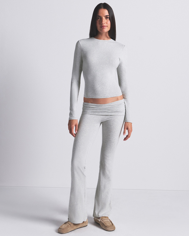 Skims T-shirt Cotton Jersey Long Sleeve Light Heather Gray L