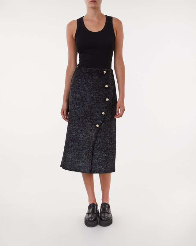Ganni Skirt Sparkle Wrap Midi  Black 38