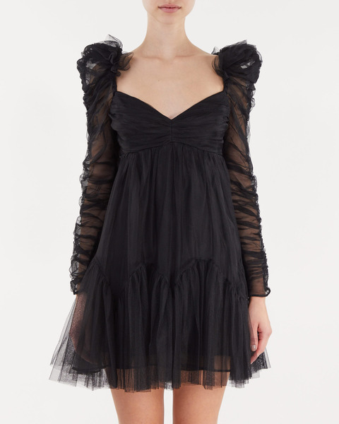 Tulle Ruched Mini Dress Svart 1