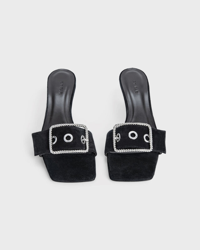 By Far Klackskor Davina Black Suede Leather Svart EUR 41