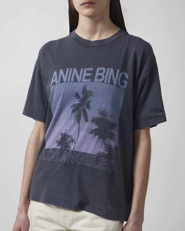 Anine Bing T-skjorte Cade Tee Palms Grey XS