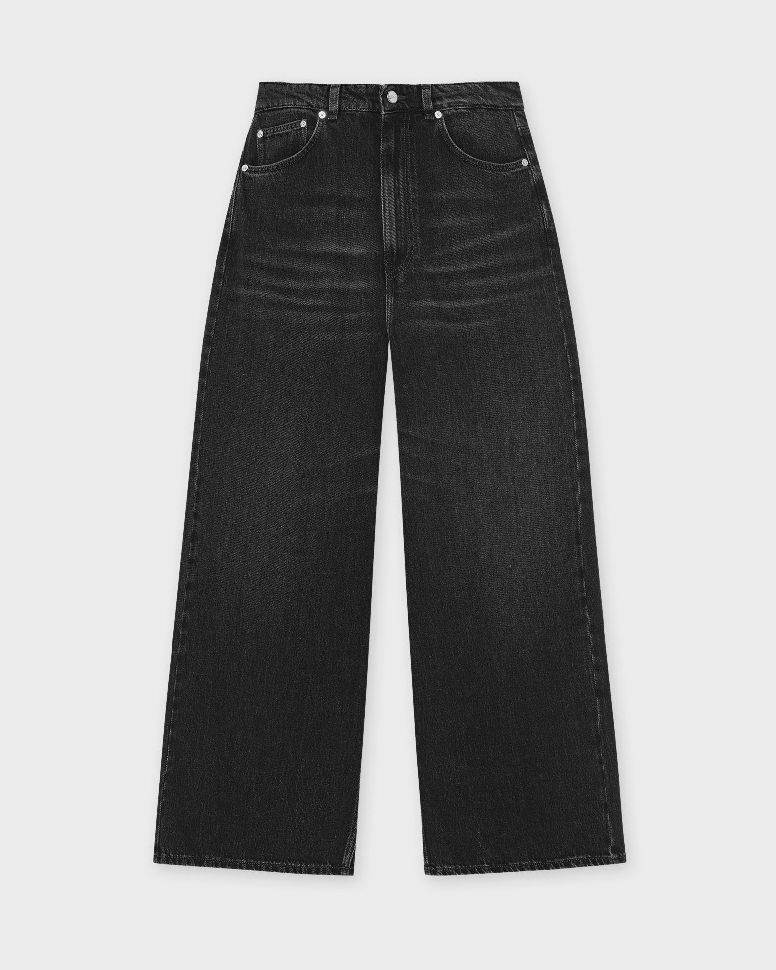 Ganni Women's Washed Black Soft Rigid Denim Baggy Jeans 26