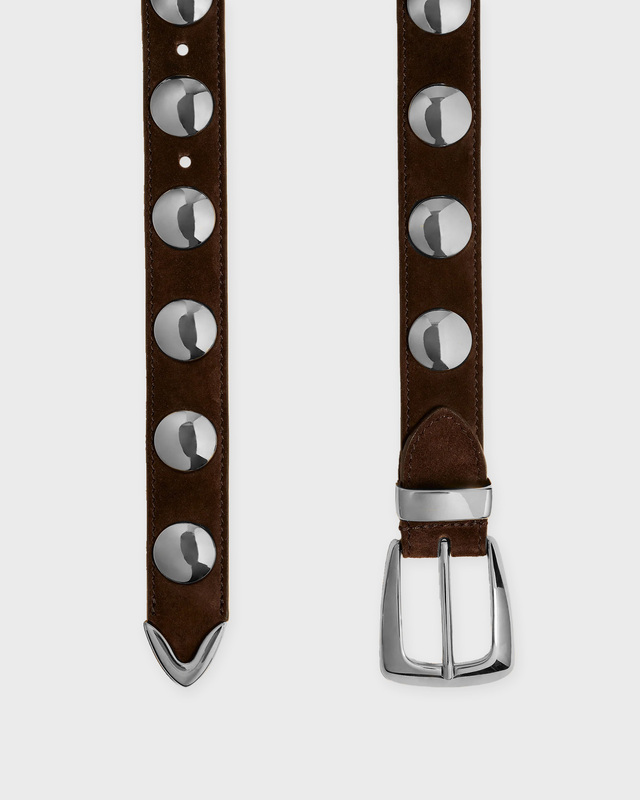 KHAITE Belt Benny Silver Studs Brun 80
