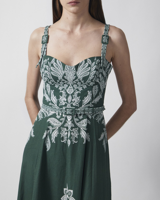 FARM Rio Dress Miranda Belt Buckles Maxi Grön S