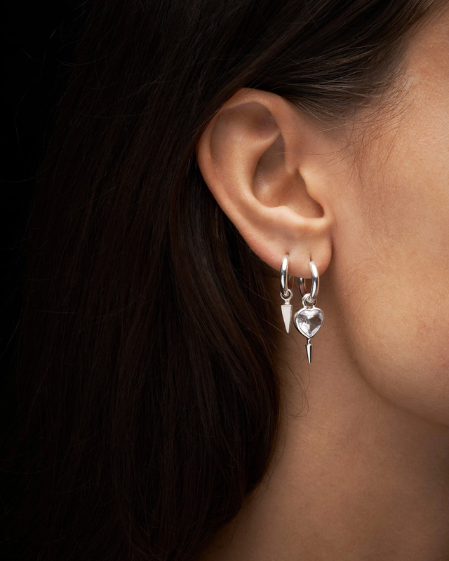 Maria Nilsdotter Earring Single Love Faceted Silver ONESIZE