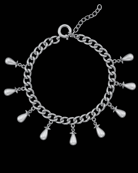 Necklace Chunky Chain Pearls  Silver ONESIZE 1