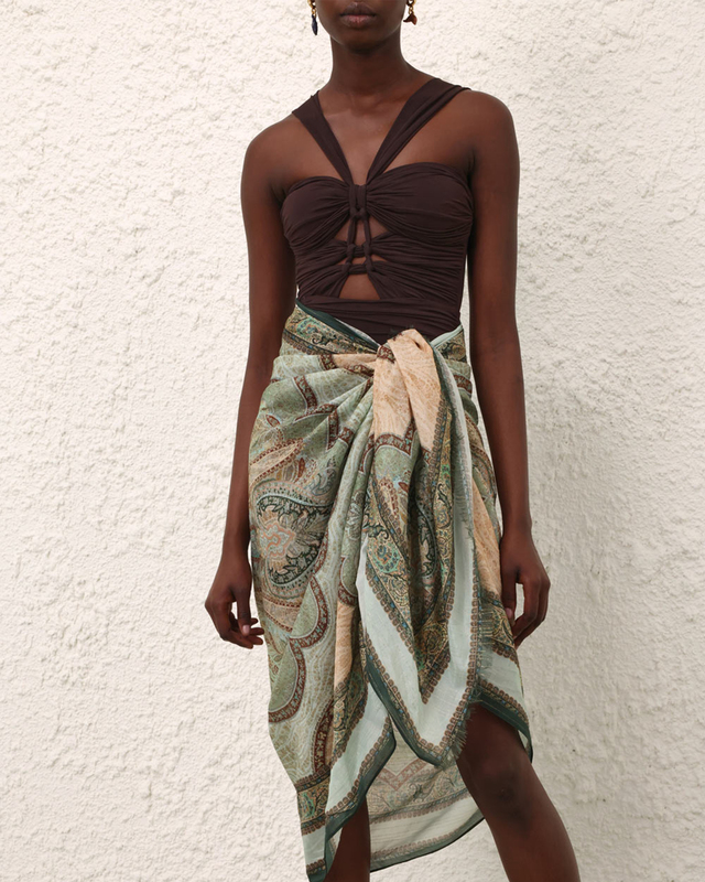 Zimmermann Sarong Printed Cotton Pareo Grön/blå ONESIZE