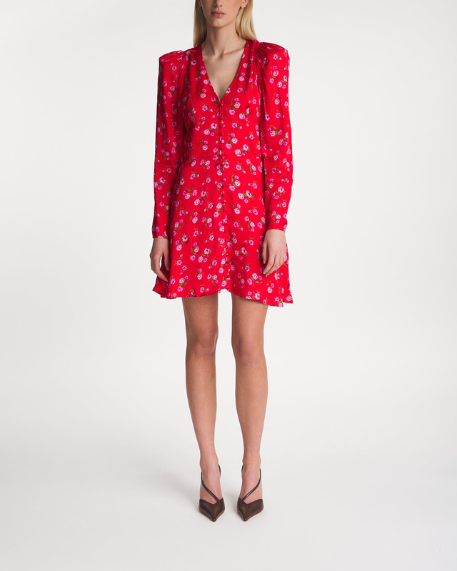 ROTATE Birger Christensen Mini klänning Printed V-neck Röd 40
