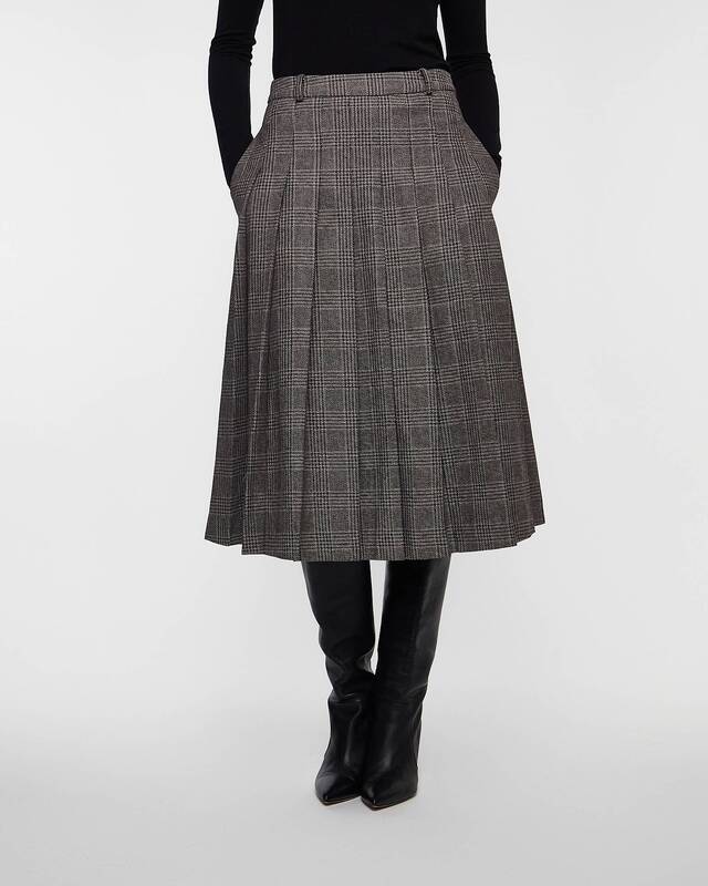 Self-Portrait Skirtl Midi Check Pleated Brun UK 14 (EUR 42)