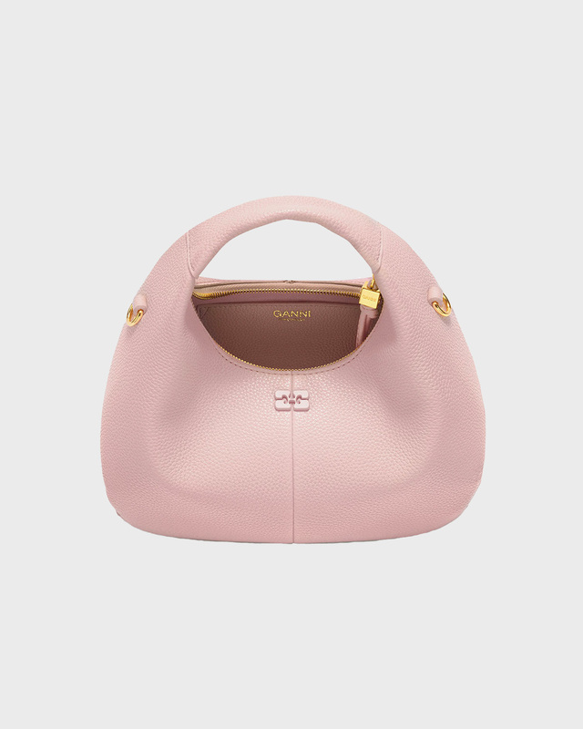 Ganni Bag Hobo Mini Grained Light pink ONESIZE