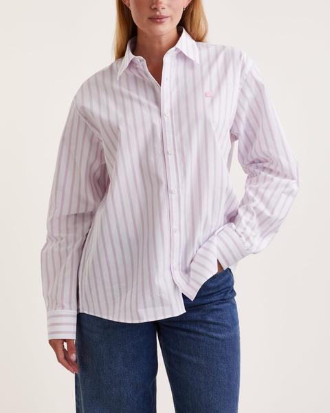 Shirt Cotton Stripe Button-Up White 1