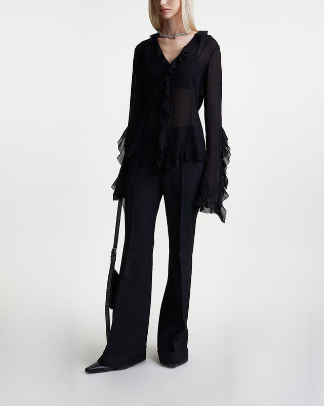 Acne Studios Blus Sheer Ruffle  Svart 36