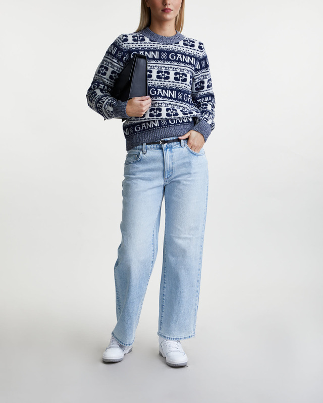 GANNI Tröja Logo Wool Mix Sky captain L