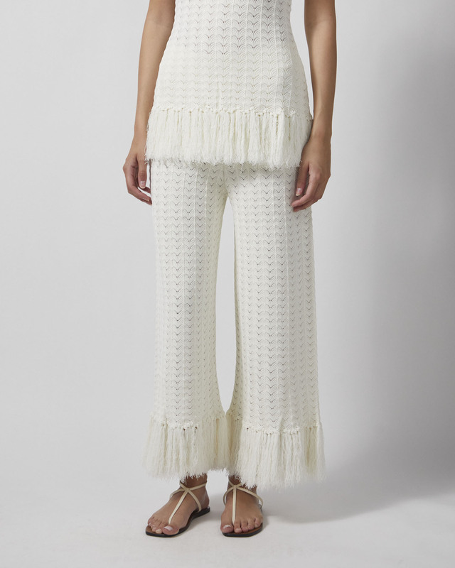 Malina Byxor Alycia Knitted Fringe White L