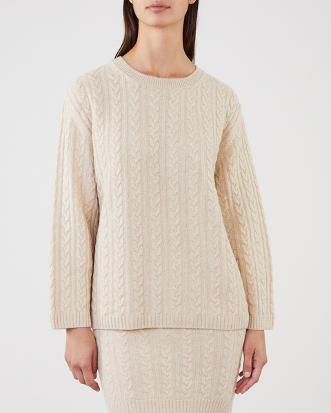 Braided Cashmere Sweater  Ecru 1