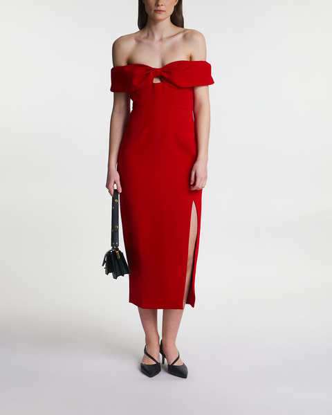 Dress Crepe Bow Midi Red 2