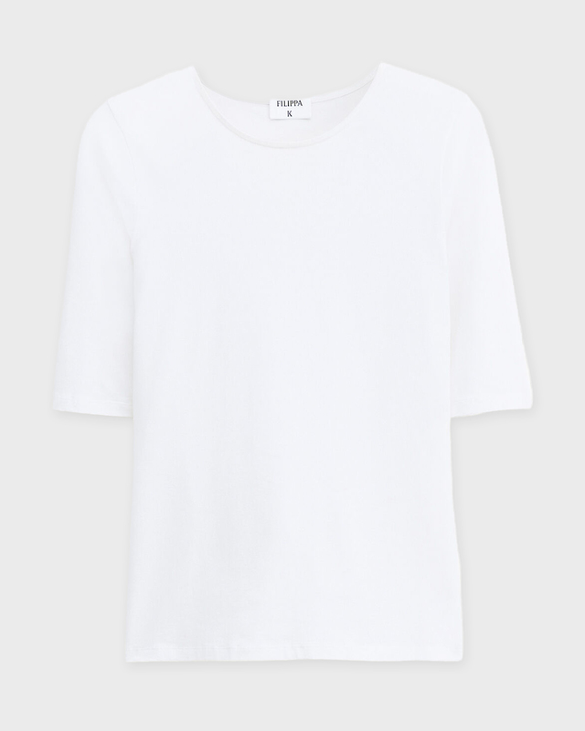 Filippa K T-Shirt Cotton Stretch Elbow Sleeve Vit L