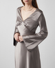Malina Dress Carolina Flared Sleeve Satin Midi Granit 36