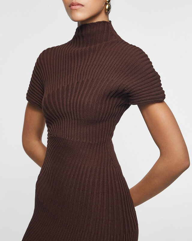 Cult Gaia Dress Chrysta Knit Brun XS