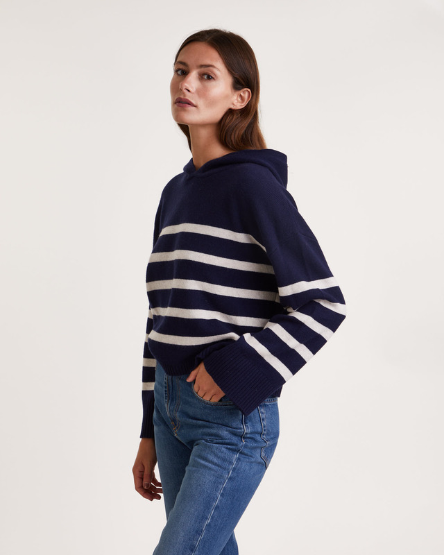 Wakakuu Icons Sweater Solange Stripe Hoodie Navy M