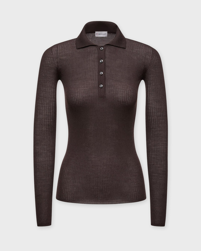 Moncler Tröja Wool Long-Sleeve Polo Shirt Beige L