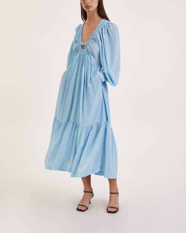 Sea New York Klänning Nyla Puff Sleeve V-Neck Blå XS