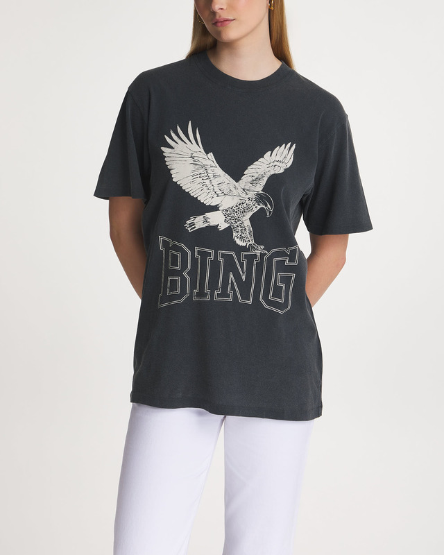 Anine Bing T-shirt Lili Retro Eagle Washed black L