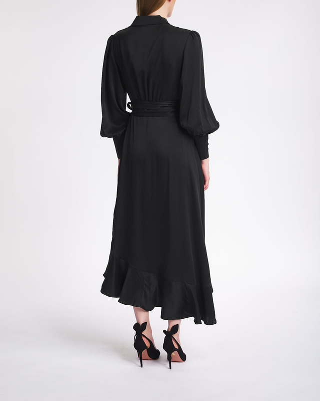Zimmermann Silk Wrap Midi Dress Black 3 (L-XL)