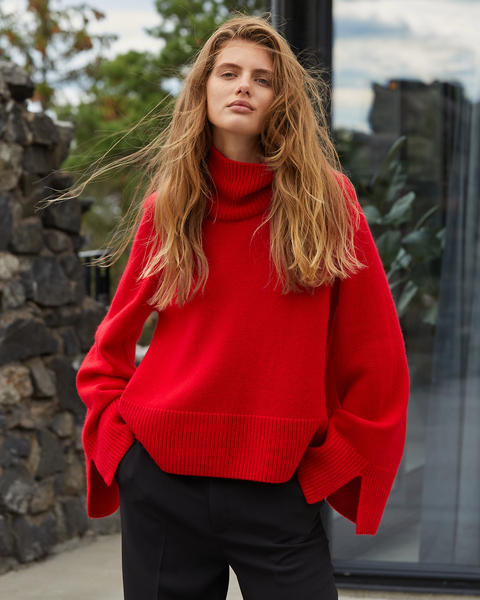 Knitted Wool Sweater Röd 1