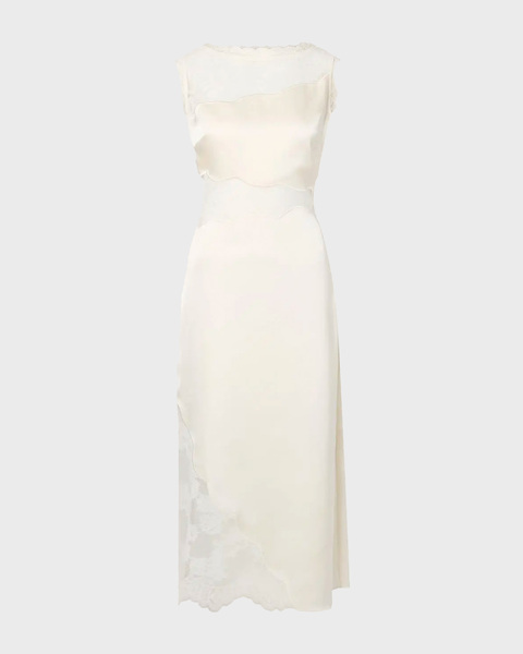 Klänning Desire Lace Trimmed Cut Out Midi Vanilj 1