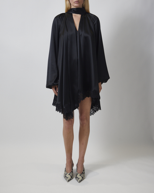 Malina Miniklänning Norea Lace Hem Satin Mini Black 36