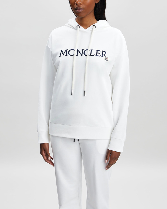 Moncler Sweater Hoodie Logo Vit/svart XXS