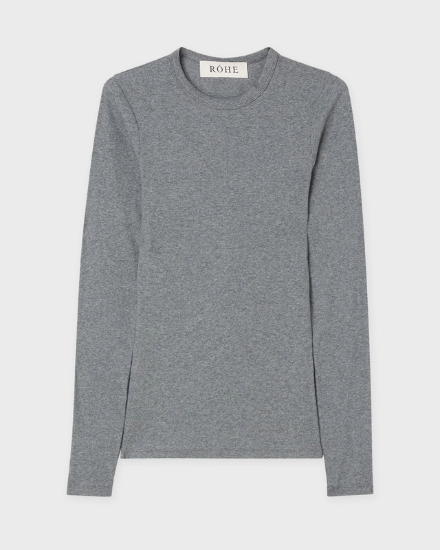 RÓHE Top Ribbed Cotton Crewneck Grey melange 42