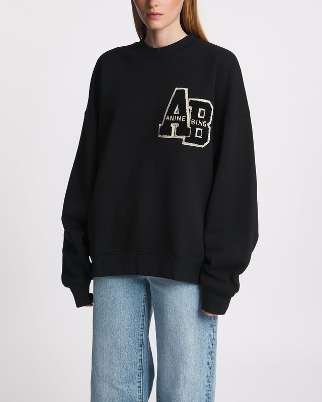 ANINE BING Tröja Miles Letterman Sweatshirt  Svart S
