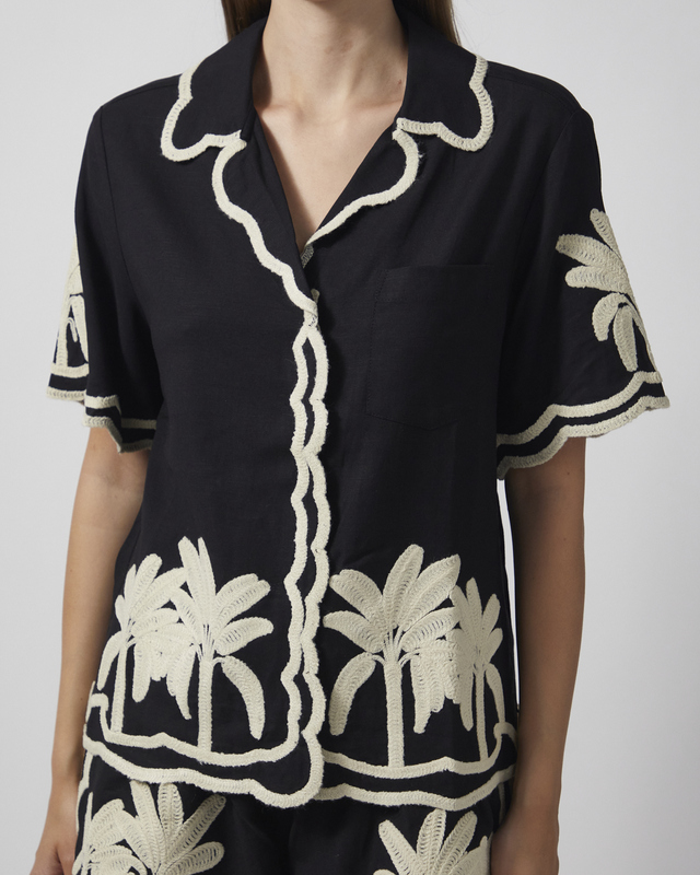 Malina Skjorte Armida Embroidered Black 34