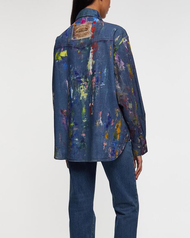 Acne Studios Skjorta Button Up Painted Denim Blå 32