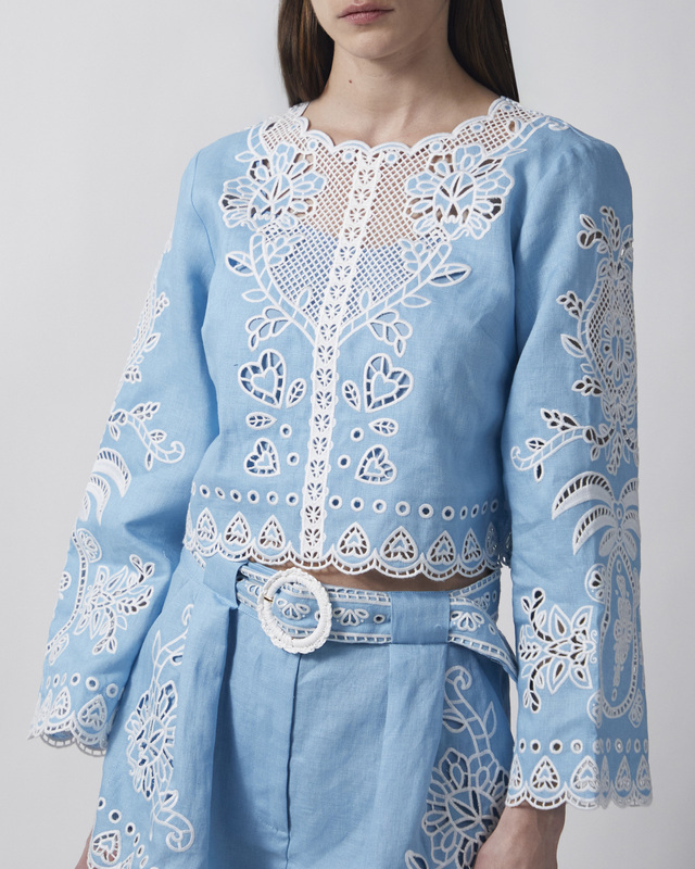 FARM Rio Blouse Romantic Richelieu Ljusblå L