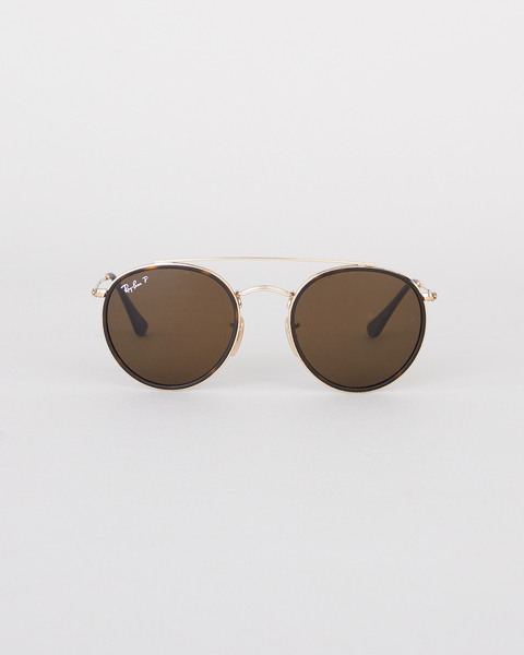 Sunglasses Round Double Guld/brun ONESIZE 1