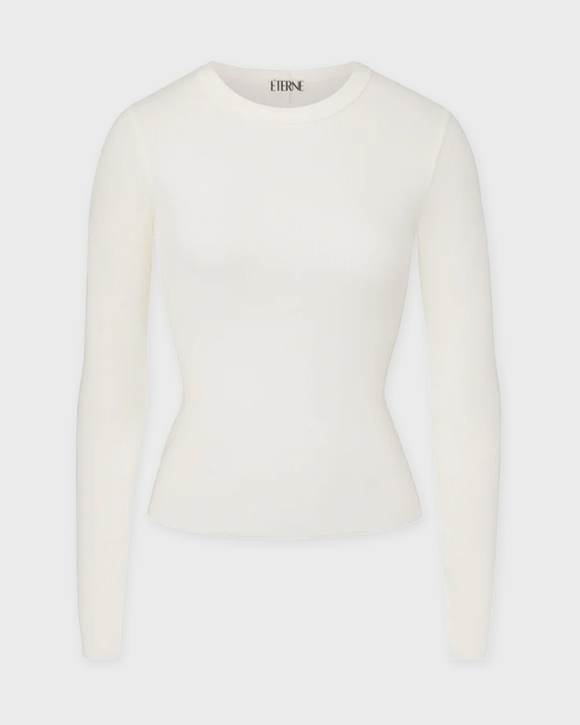 Éterne LONG SLEEVE FITTED TOP Creme S