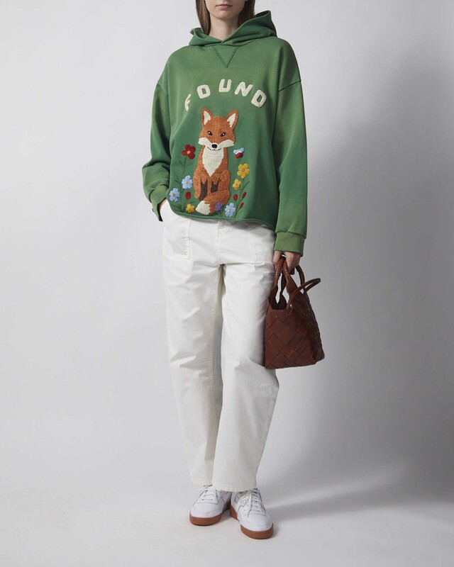 Found Hoodie Wildlife Embroidered Unisex Green XL