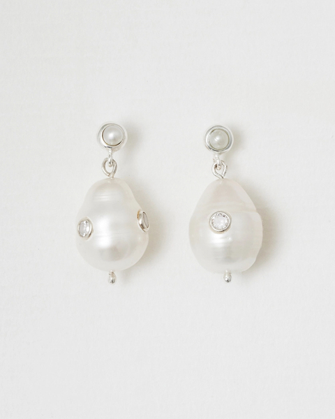 Pearl on pearl earrings Silver Silver ONESIZE 1