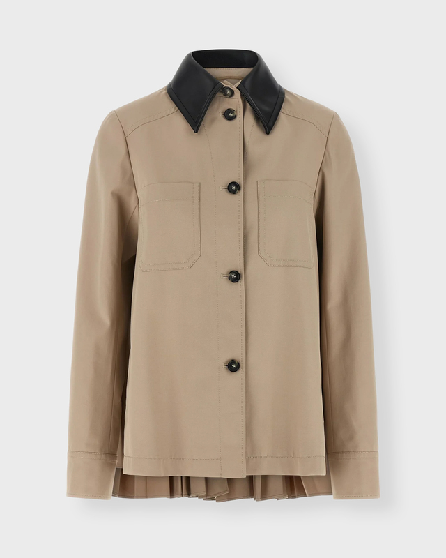 Sportmax Jacket Pleated Overshirt Beige IT 40 (EUR S-M)
