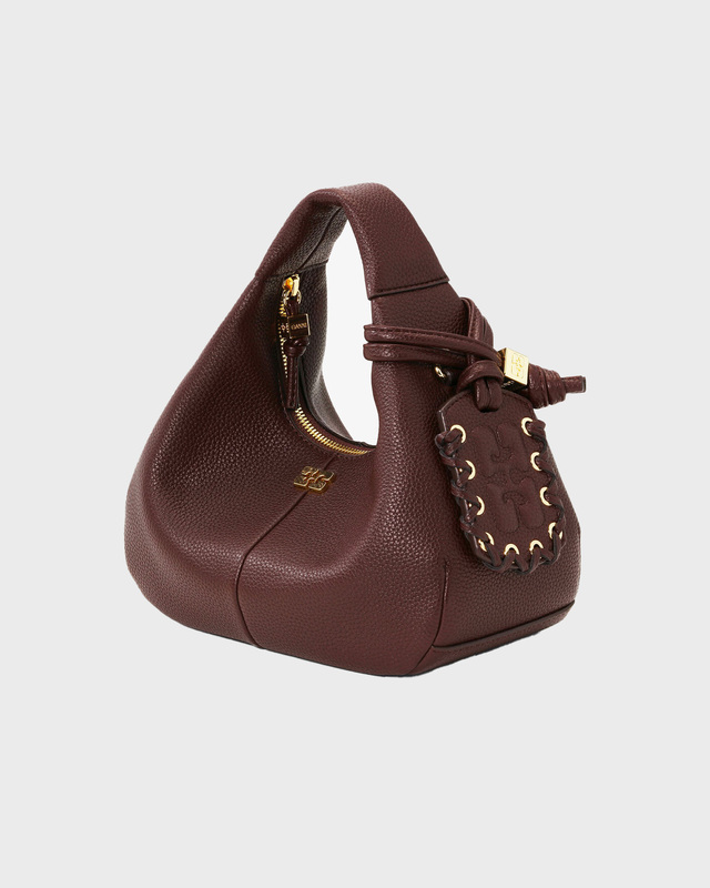 Ganni Bag Hobo Mini Grained Brun ONESIZE