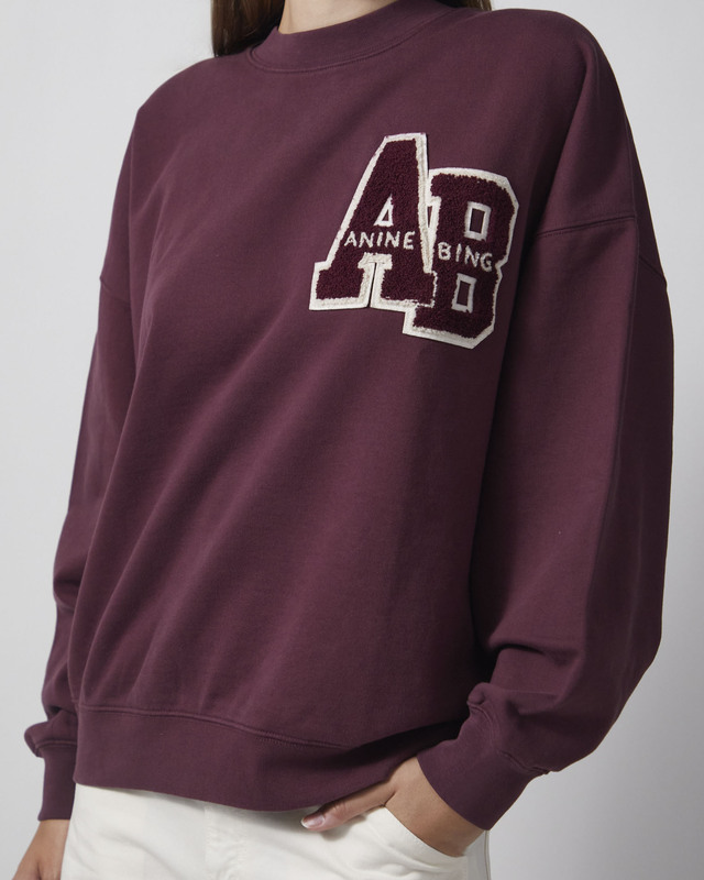 Anine Bing Sweatshirt Miles Letterman Bordeaux S