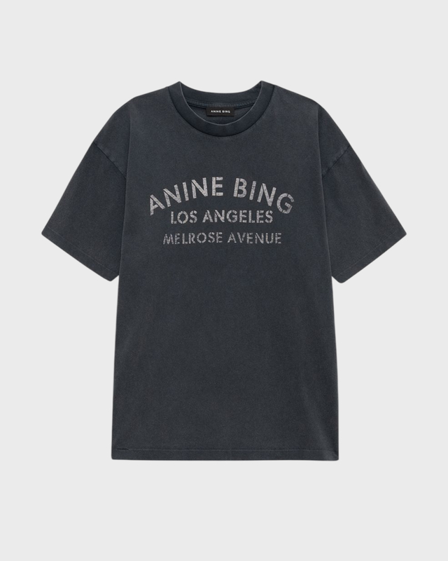 Anine Bing T-shirt Cade Tee Melrose Stencil Black S