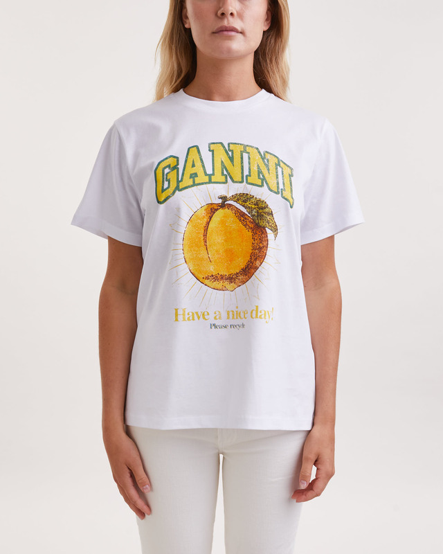 Ganni T-Shirt Basic Jersey Peach Relaxed  Vit M