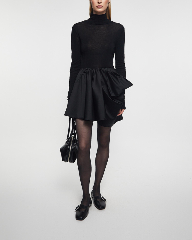 Ganni Skirt Technical Stretch Satin Draped Mini Black 42