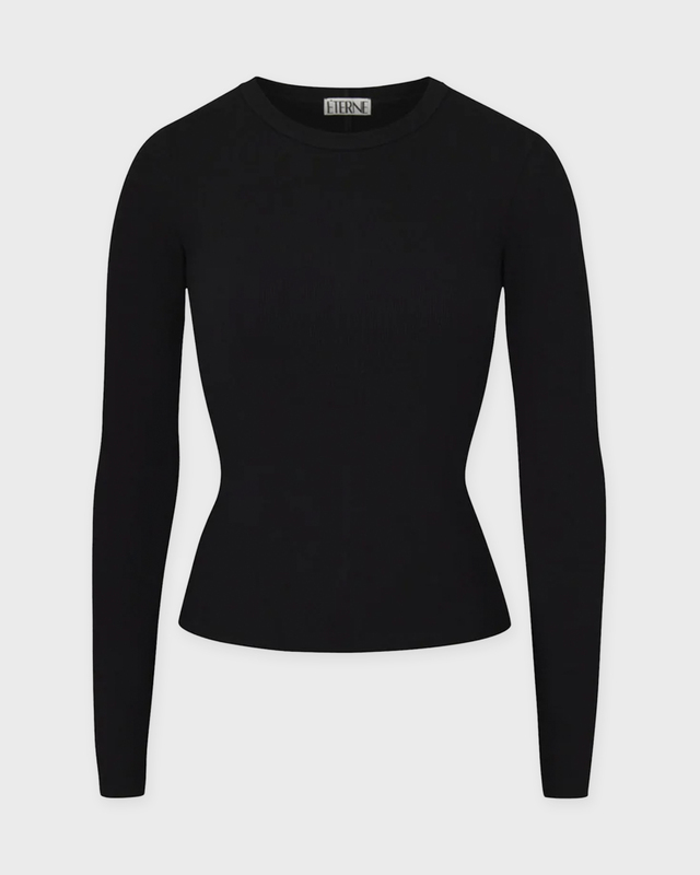 Éterne LONG SLEEVE FITTED TOP Black S