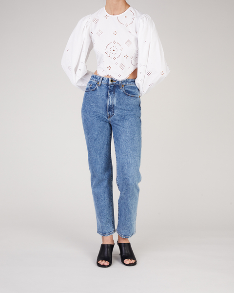 Blus Broderie Anglaise Short Fitted Blouse Vit 2
