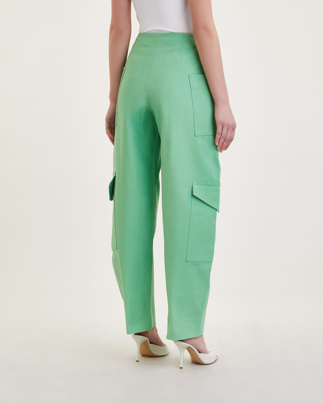 Ganni Trousers Cotton Suiting  Mintgrön 40